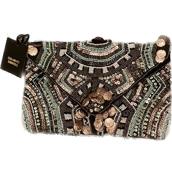 Clements Ribeiro Bags | Clemets Ribeiro Black Flower  Clements Ribeiro All Over Beaded Clutch/ Crossbody Purse